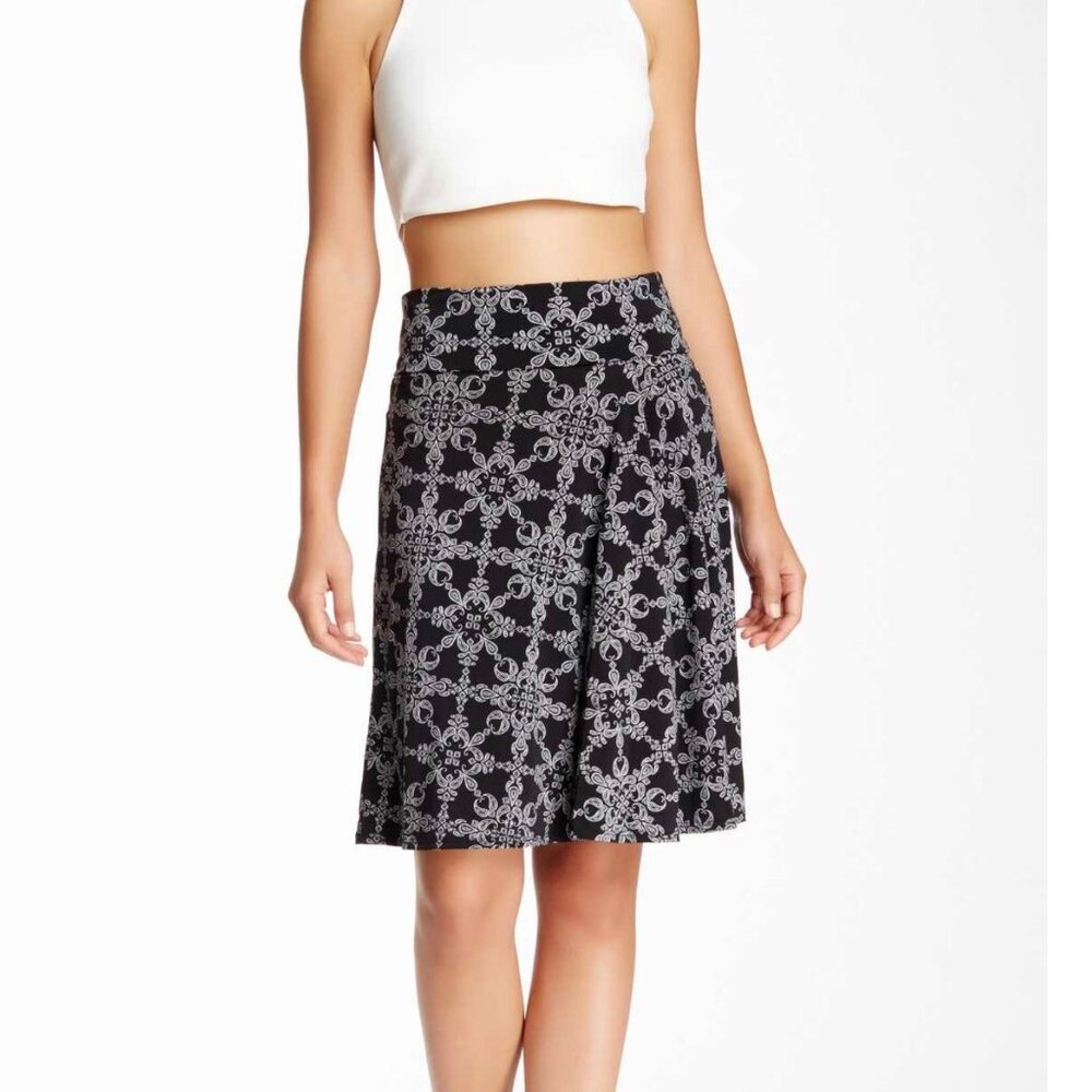Max Studio Printed Skirt M (8-10) Blue Print Fold over waist NEW
